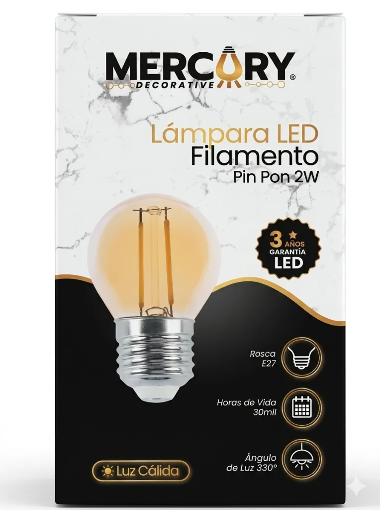 (MRX1223)    MERCURY DECORATIVE LAMPARA LED LUZ CÁLIDA FILAMENTO 2W.webp