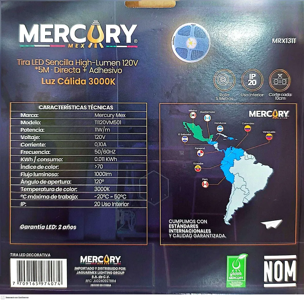 (MRX1311) FICHA TÉCNICA TIRA LED INTERIOR LUZ CALIDA 5M MERCURY.webp