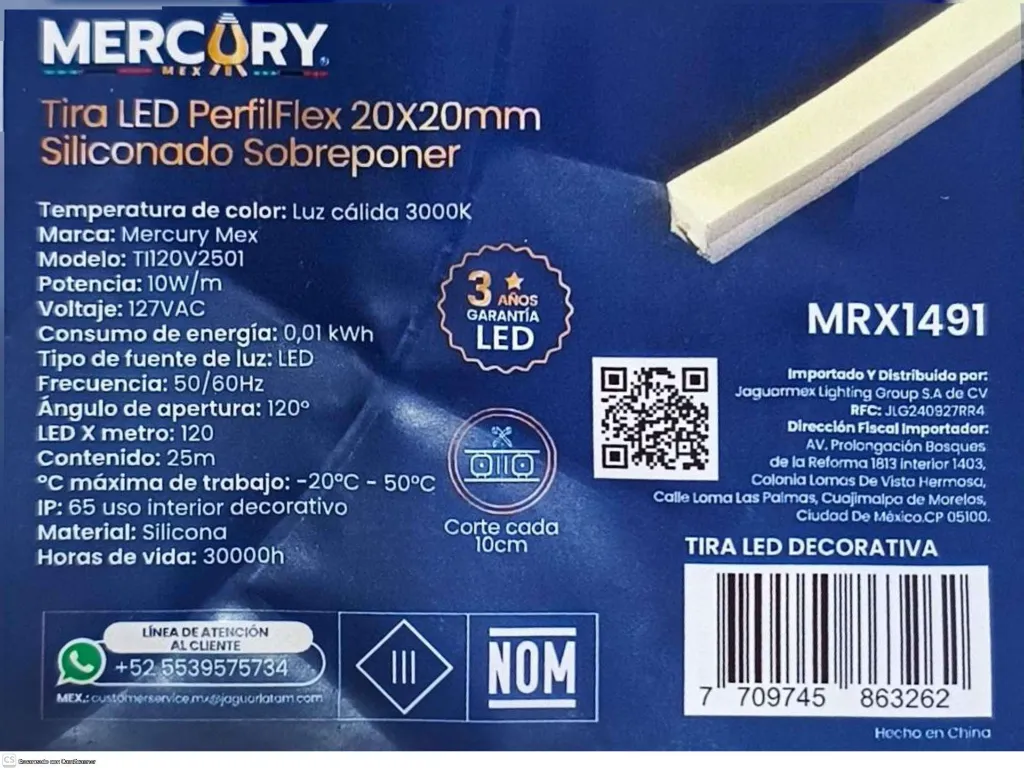 (MRX1491) FICHA TÉCNICA TIRA LED PERFILFLEX SOBREPONER 25M LUZ CALIDA 20X 20 MERCURY (1).webp