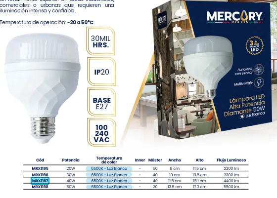 (MRX1197) FOCO DIAMANTE 40W MERCURY