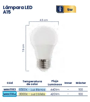 [MRX1184] (MRX1184) FOCO BOMBILLA 5W LUZ CALIDA MERCURY