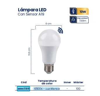 [MRX1189] (MRX1189) FOCO BOMBILLA 10W CON SENSOR MERCURY