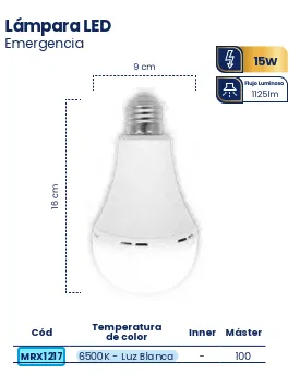 (MRX1217) FOCO LED EMERGENCIA 15W MERCURY