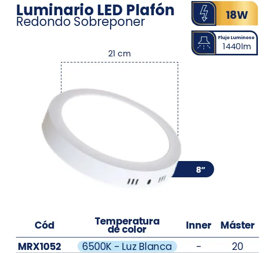 (MRX1052) LUMINARIO SOBREPONER 18W MERCURY