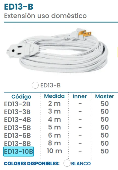 (ED13-10B)  EXTENSION 10M  DOMESTICA BLANCA (IGOTO)