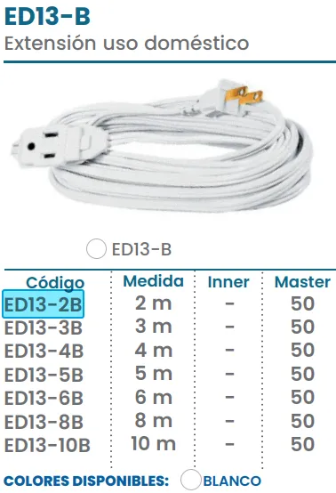 [ED13-2B] (ED13-2B)  EXTENSION 2M  DOMESTICA BLANCA (IGOTO)