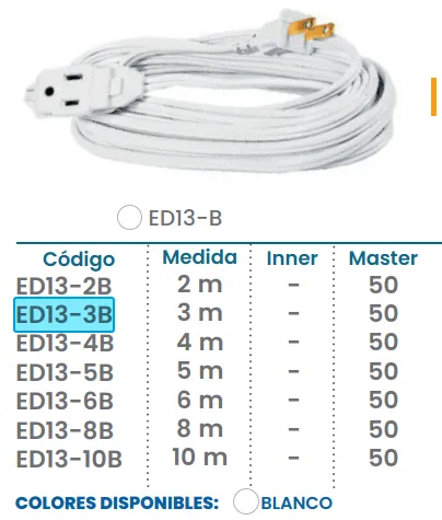 (ED13-3B)  EXTENSION 3M  DOMESTICA BLANCA (IGOTO)