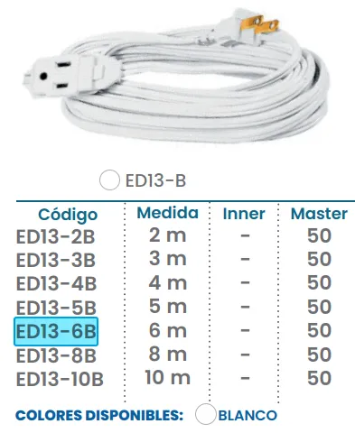 (ED13-6B)  EXTENSION 6M  DOMESTICA BLANCA (IGOTO)