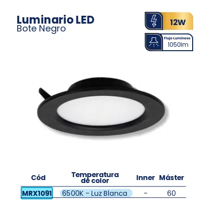 (MRX1091) LUMINARIO BOTE NEGRO LUZ BCA 12W MERCURY