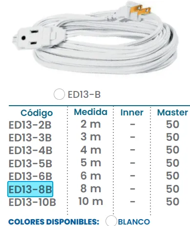 (ED13-8B)  EXTENSION 8M  DOMESTICA BLANCA (IGOTO)