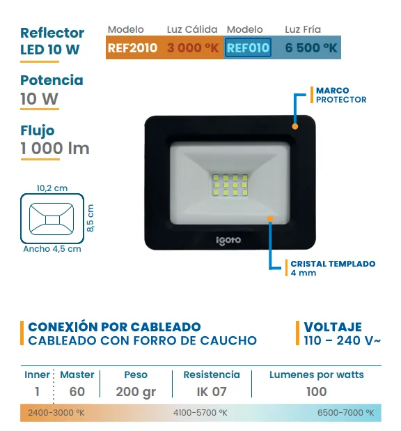 [REF010] (REF010) REFLECTOR 10W  LUZ BLANCA IGOTO