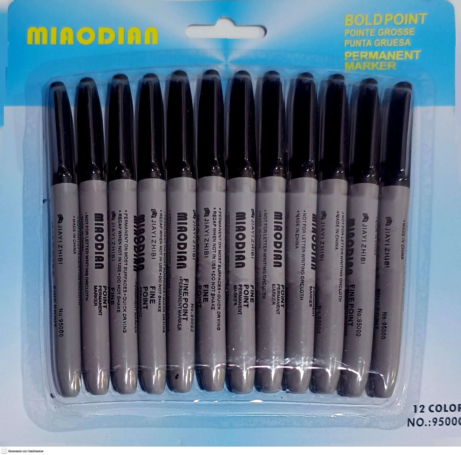 [MIAODIAN (PA)] (BLISTER) MARCADOR PERM. NEGRO C/12 PZAS