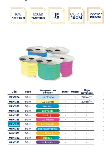 [MRX1329] (MRX1329) MANGUERA NEON 50M DORADO MERCURY