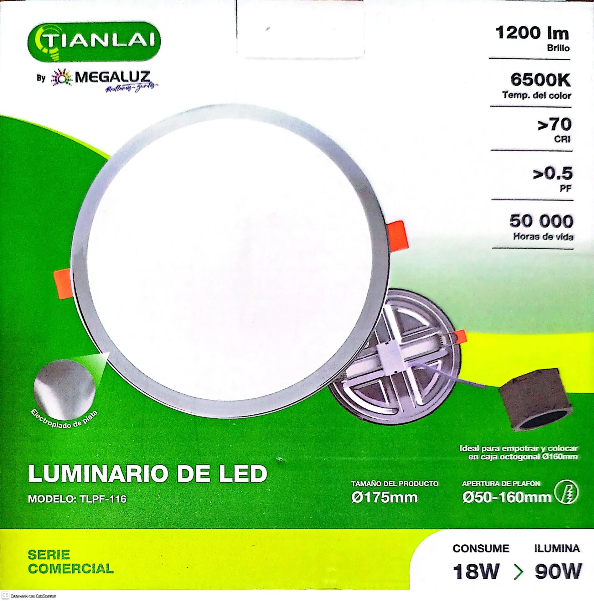 [S81W18] (S81W18) LUMINARIO AJUSTABLE 18W ORILLA CROMADA MEGALUZ