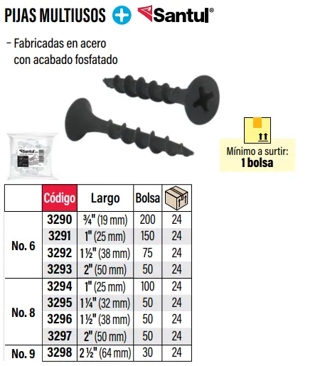(3296) PIJAS MULTIUSOS  C/50 PZAS SANTUL