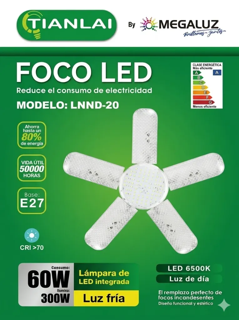 (E27W60T37) FOCO 5 ASPAS TIANLAI