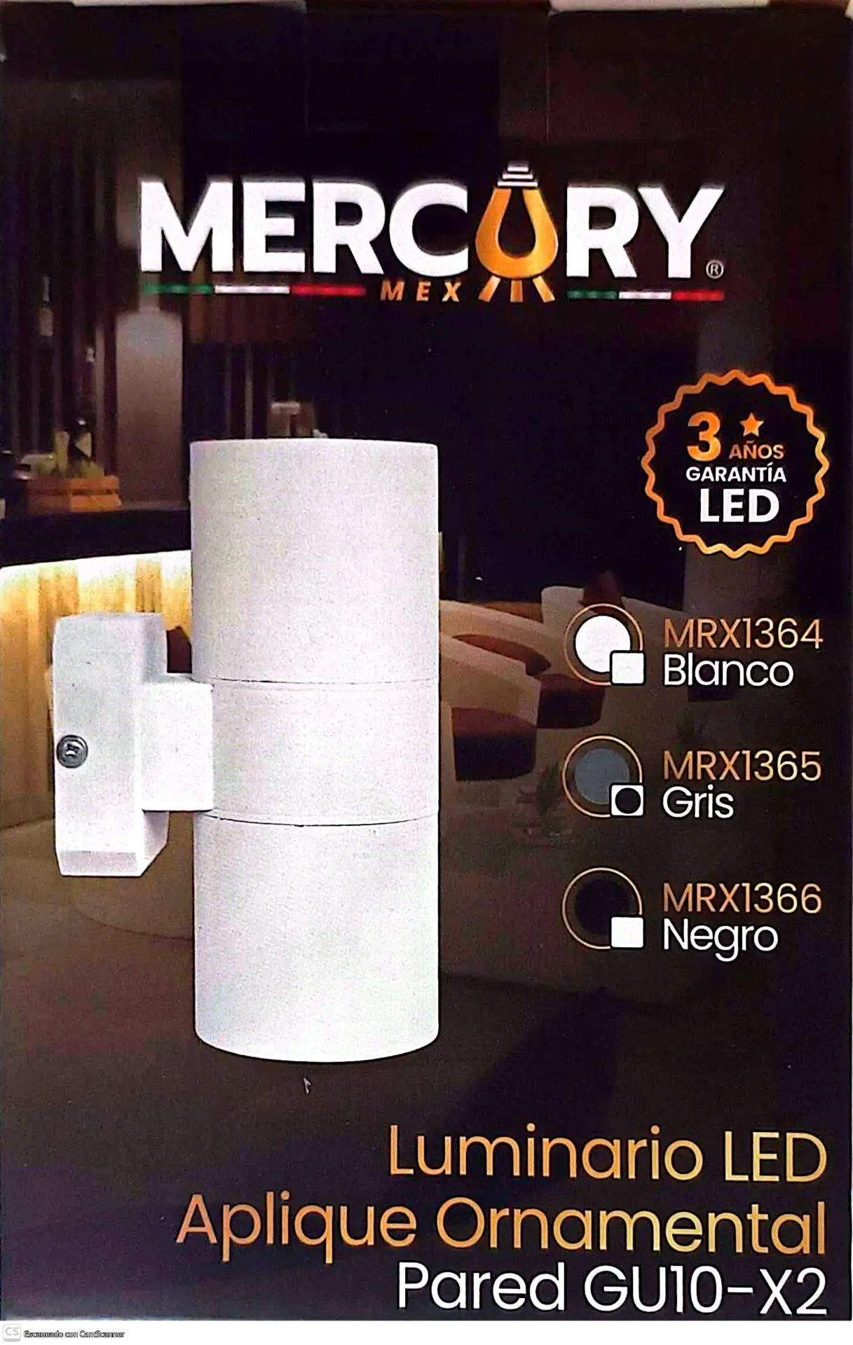 [MRX1365] (MRX1365) LUMINARIO CILINDRO GRIS MERCURY