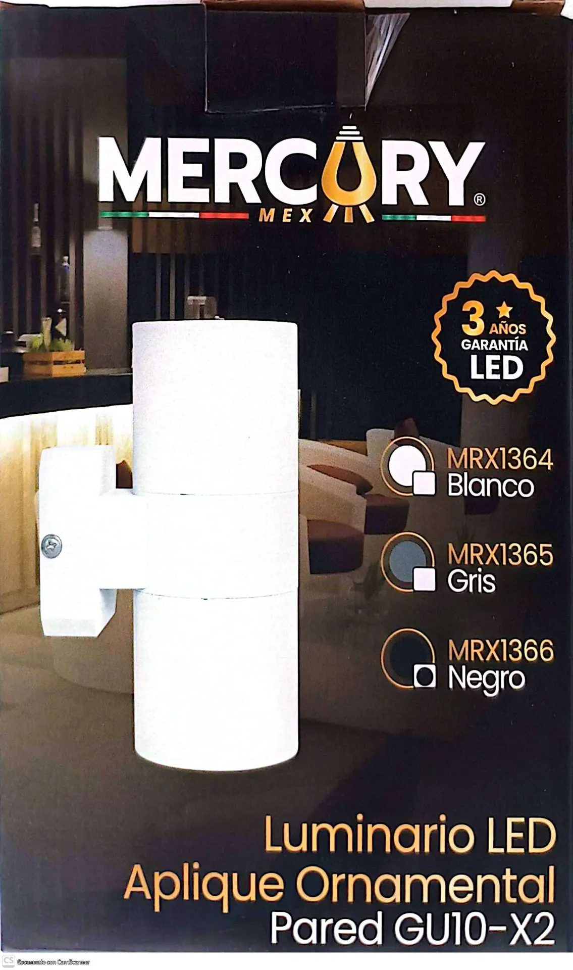 [MRX1366] (MRX1366) LUMINARIO CILINDRO NEGRO MERCURY