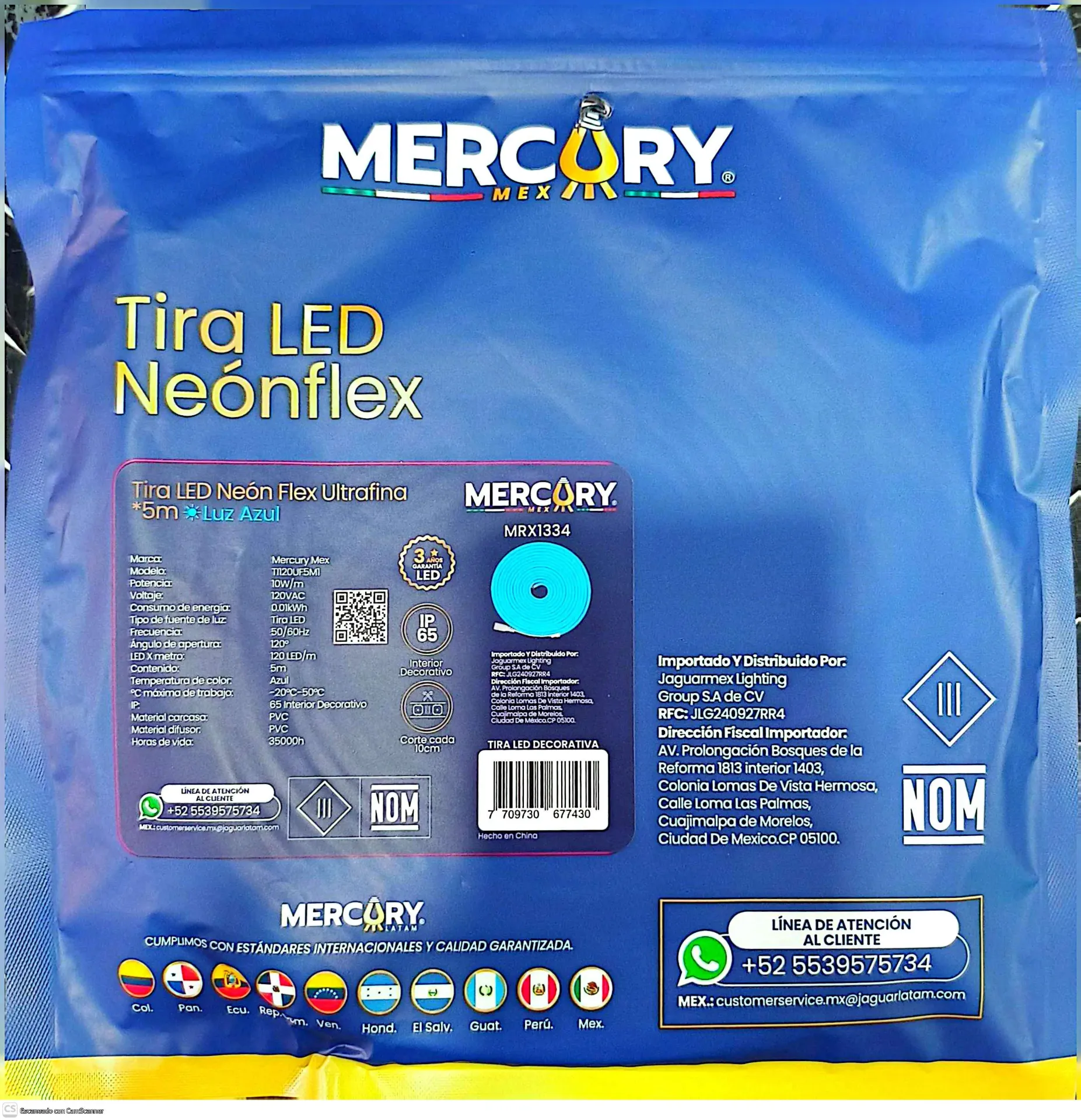 [MRX1334] (MRX1334) TIRA NEON AZUL 5M MERCURY