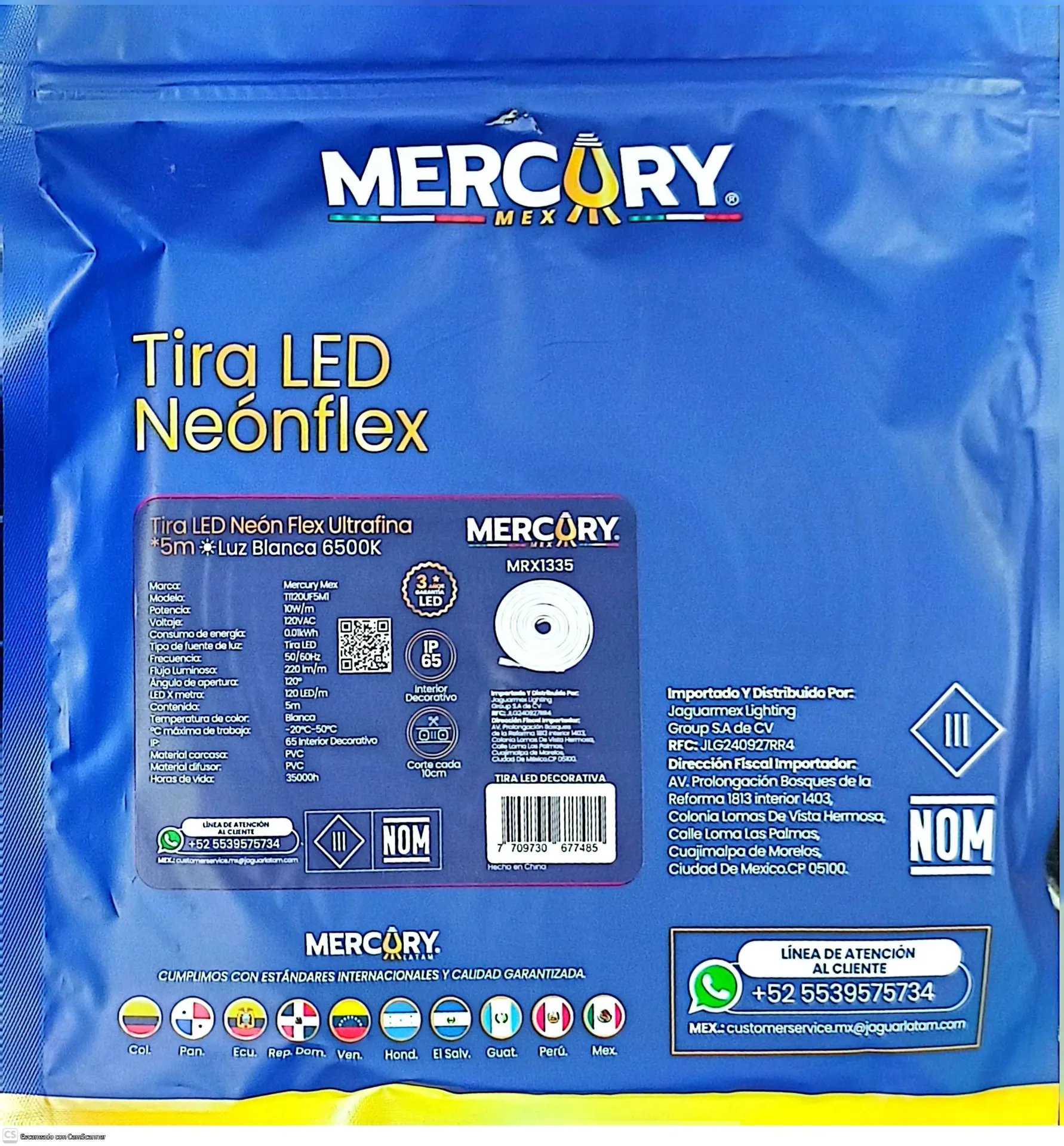 [MRX1335] (MRX1335) TIRA NEON LUZ BLANCA 5M MERCURY
