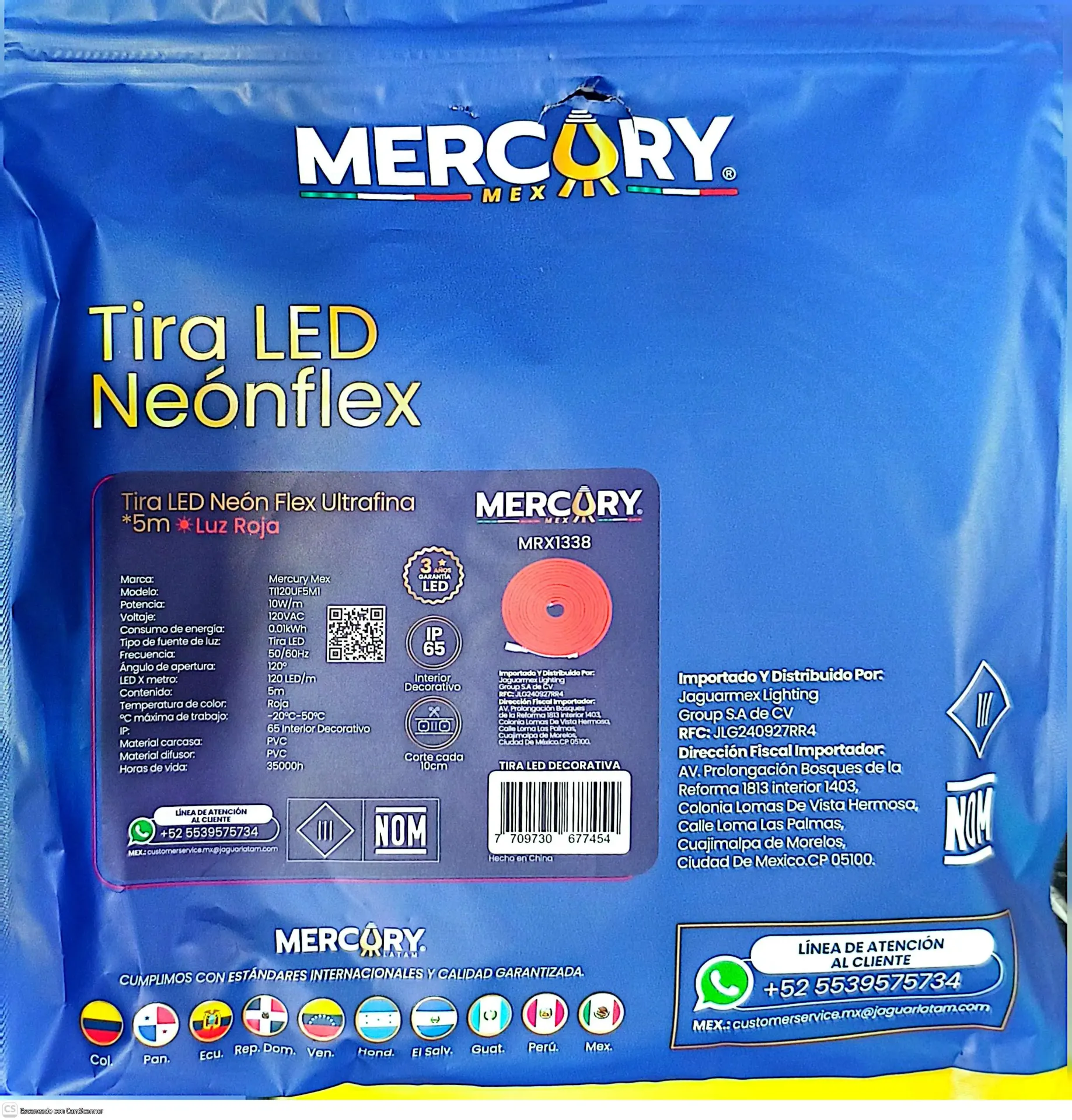 [MRX1338] (MRX1338)TIRA NEON ROJA 5M MERCURY