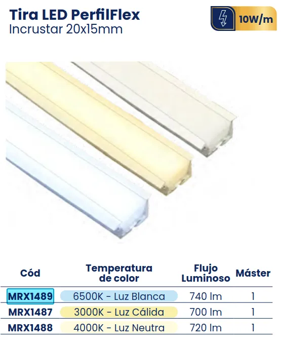 [MRX1489] (MRX1489)TIRA LED PERFILFLEX INCRUSTAR 20X15 LUZ BCA MERCURY