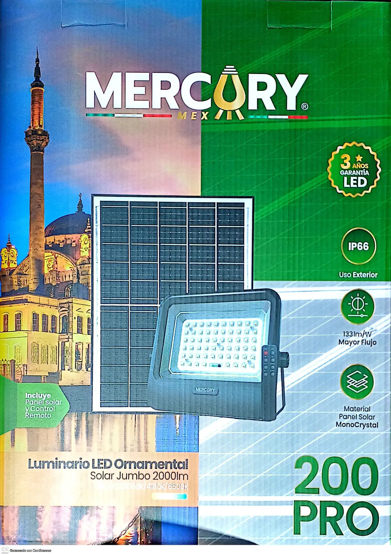 (MRX1439) REFLECTOR SOLAR 200 PRO LUZ BCA Y CALIDA MERCURY
