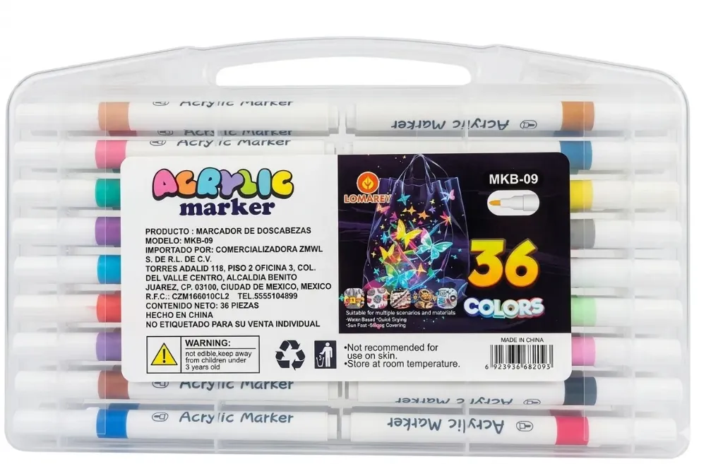 [MKB-09] MARCADOR ACRILICO DE ESTUCHE C/36