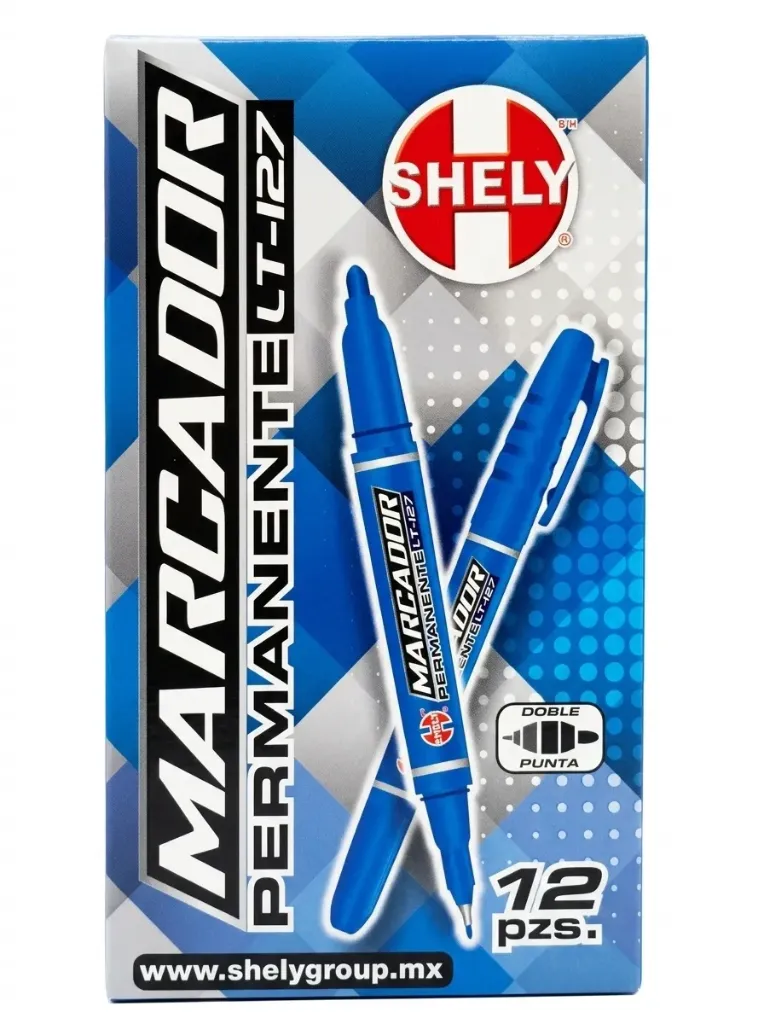 [DOBLEPS] MARCADOR AZUL  DOBLE PUNTA SHELY  C/12