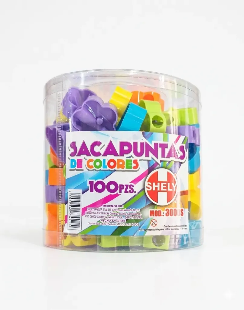 [3001T] SACAPUNTAS TRANSPARENTE BOTE C/100 SHELY