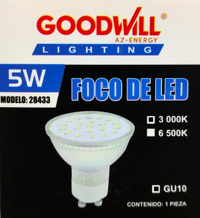 (CALIDGU10-28433) FOCO LED  5W GU10 LUZ CALIDA  (GOOD WILL)