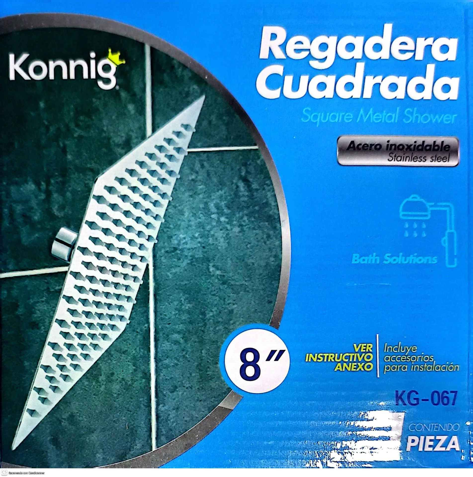 (KG067) REGADERA CUADRADA CHICA KONNIG 