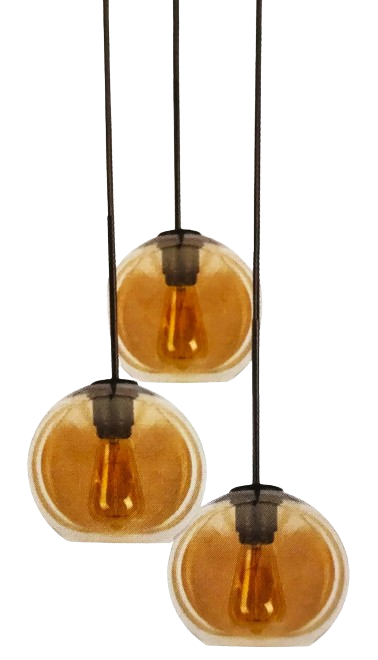 [MX-CL7018-N/AMB ] (MX-CL7018-N/AMB) TRES ESFERAS VIDRIO SOPLADO AMBAR/NEGRO (MAXXI)