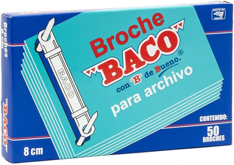 Broche Baco 8cm C/50 Pzas