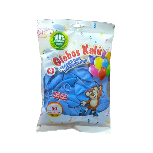 GLOBO KALU #9 AZUL CIELO C/50 PZAS  (H)
