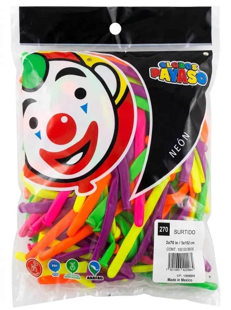 [GLOBO_SALCHICHA  (P)] GLOBO SALCHICHA  PAYASO ZEPELLIN C/100