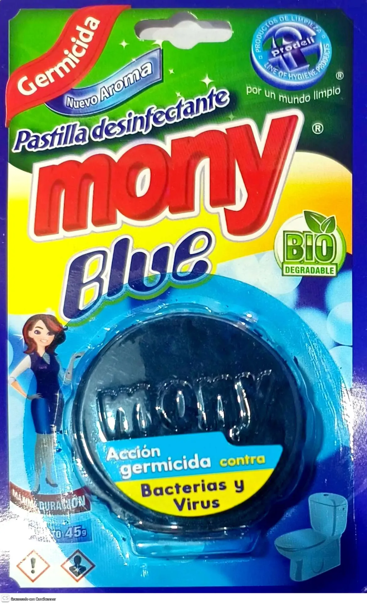 PASTILLA MONY BLUE DESINFECTANTE 45G PIEZA