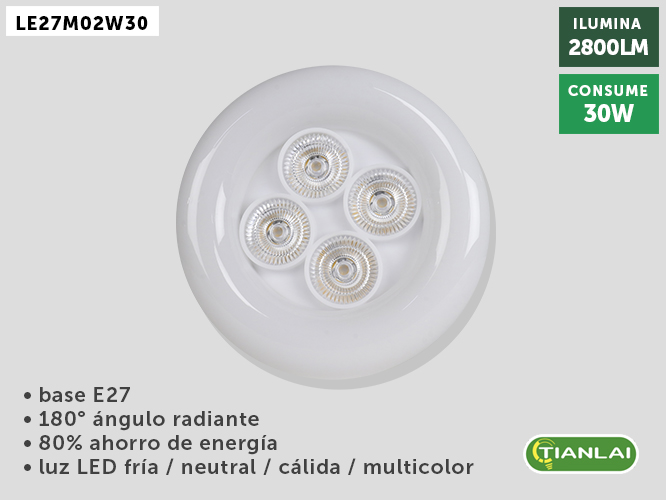 [LE27M02W30] (LE27M02W30) LUMINARIO LED RGB 30W TIANLAI 