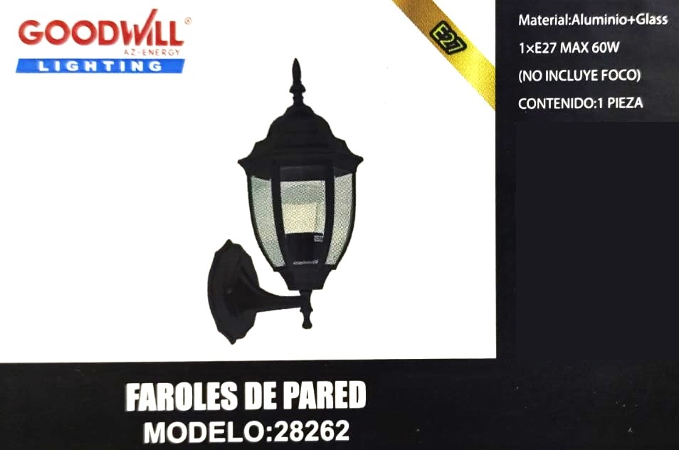 (28262) FAROL NEGRO DE PARED GOOD WILL