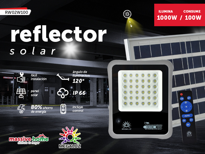 REFLECTOR SOLAR 100W MEGALUZ