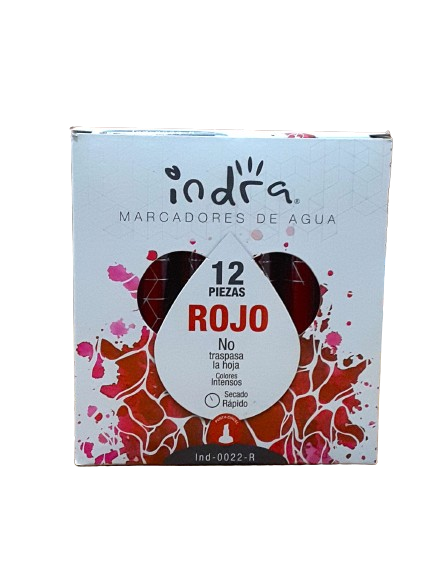[INDRA-ROJO] MARCADOR INDRA ROJO C/12 PZAS