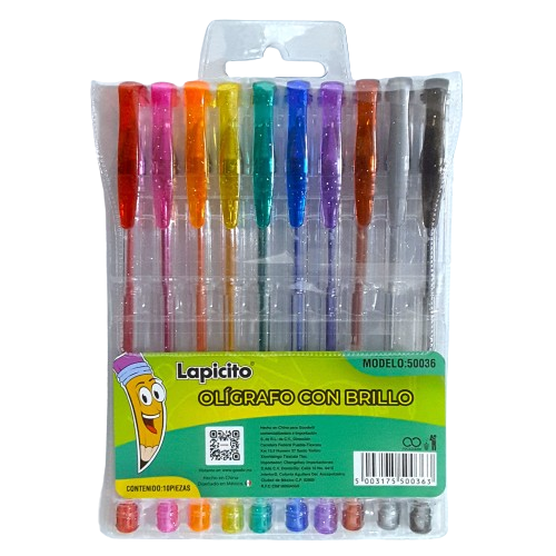 PLUMA DE GEL CON BRILLOS LAPICITO