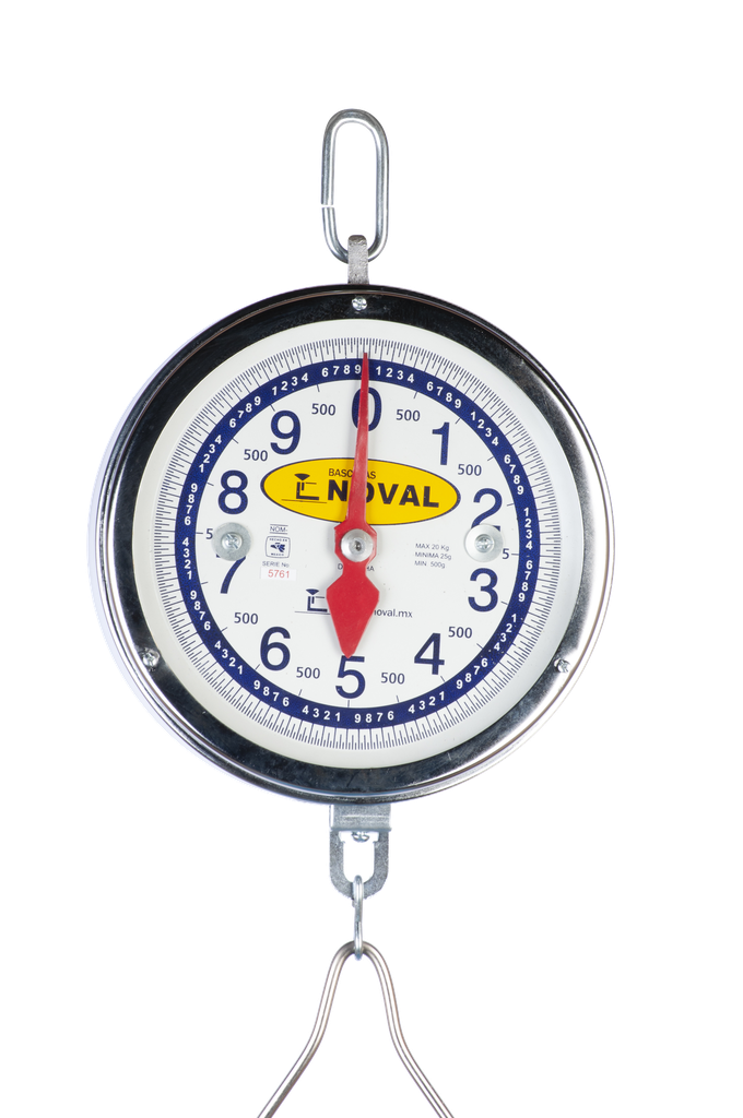 RELOJ PARA BASCULA COLGANTE 20 KG C/ACCESORIO DE PESAJE (NOVAL)