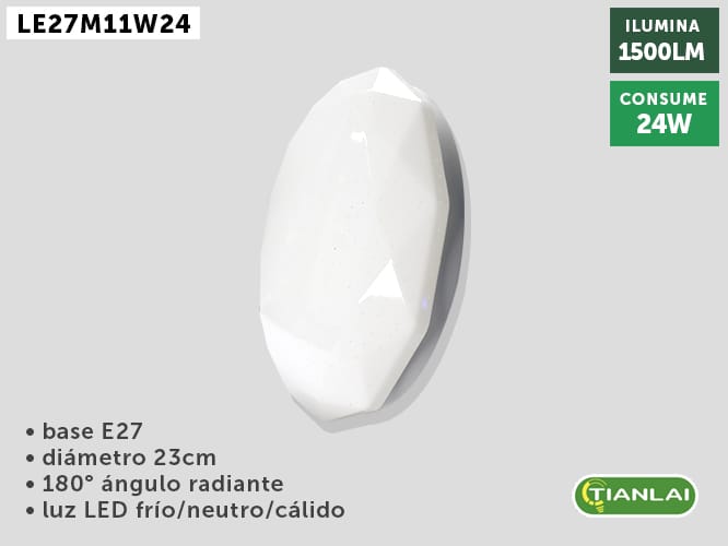 [LE27M11W24] (LE27M11W24) LUMINARIO LED 24W TIANLAI