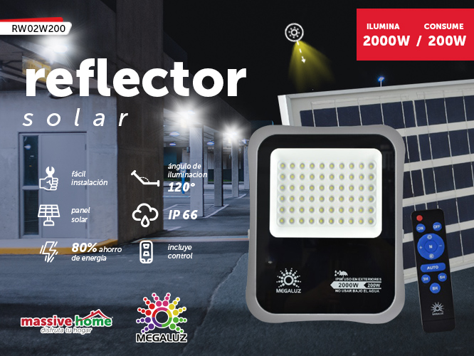(RW02W200) REFLECTOR SOLAR 200W MEGALUZ