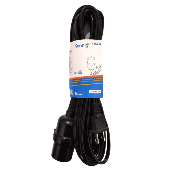 EXTENSION NEGRA C/SOCKET  5M  KONNIG 