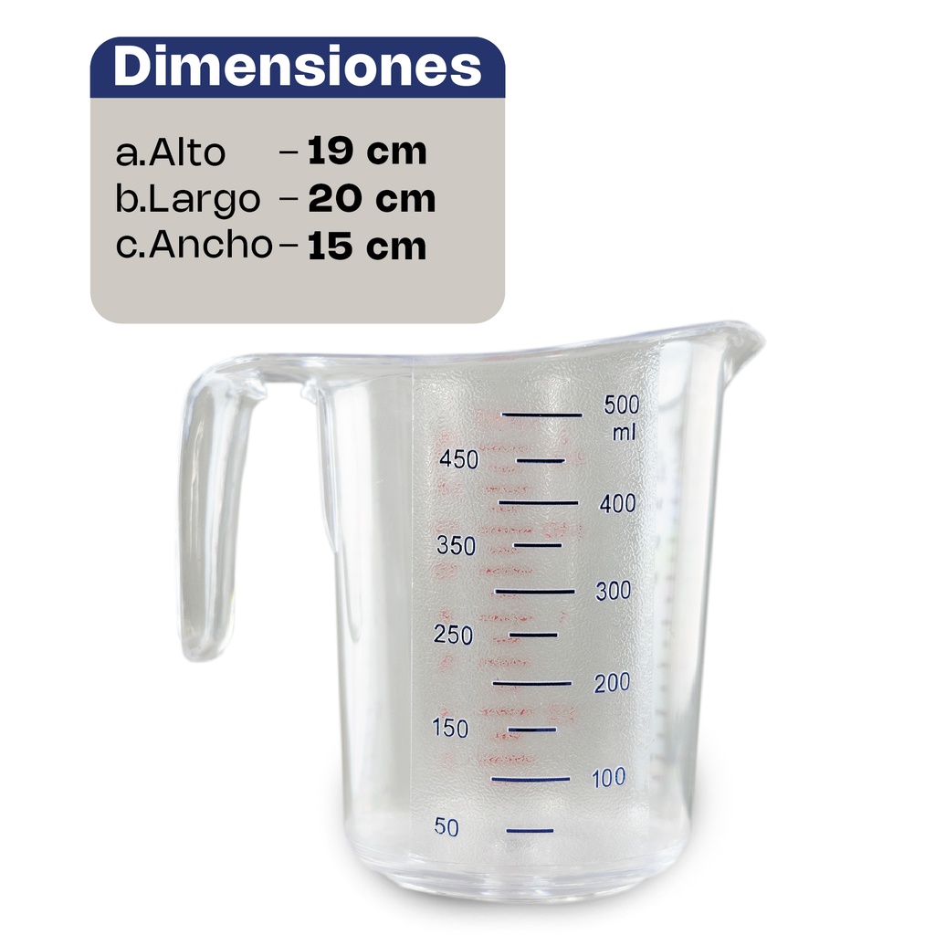 JARRA DE POLICARBONATO MEDIDORA GRADUADA, CAPACIDAD DE 500 ML