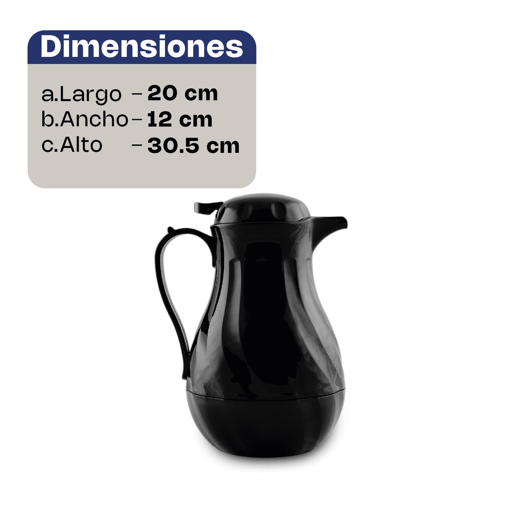 JARRA DE POLICARBONATO TÉRMICA, COLOR NEGRO, CAPACIDAD DE 1.8 LITROS