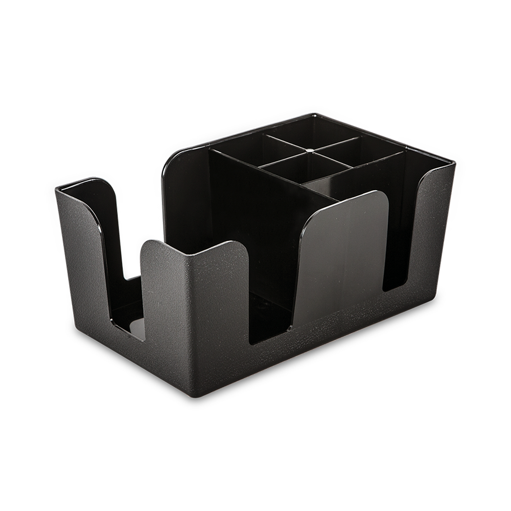 ORGANIZADOR PARA MESA CON 6 COMPARTIMIENTOS, COLOR NEGRO, 14 X 24 CM