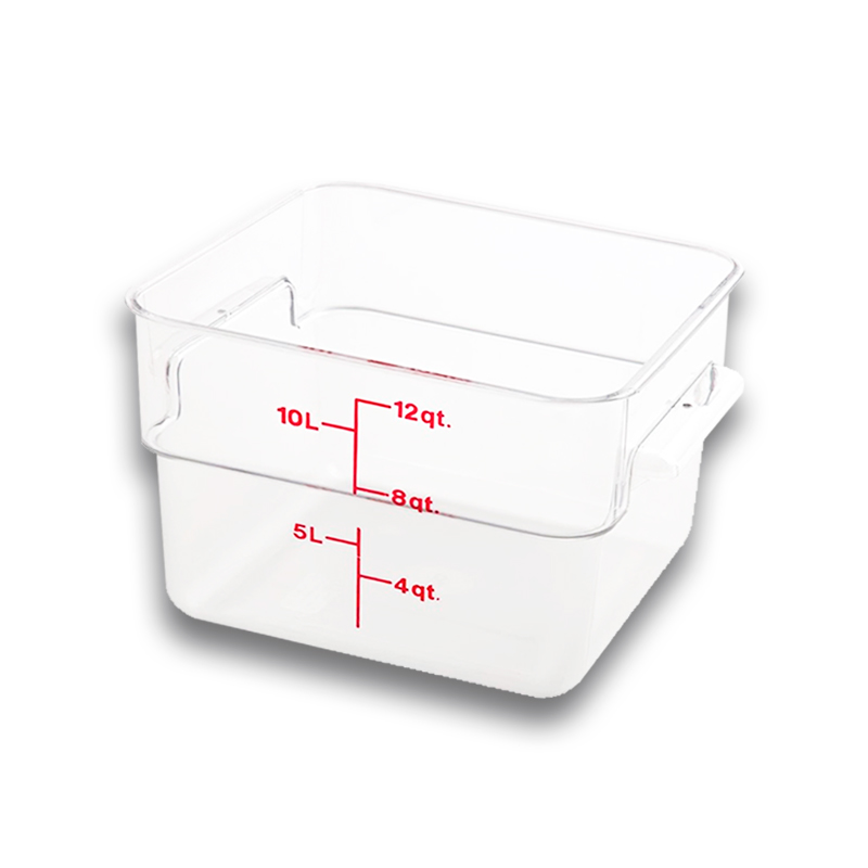 RECIPIENTE DE POLICARBONATO GRADUADO CUADRADO, CAPACIDAD DE 12 QT